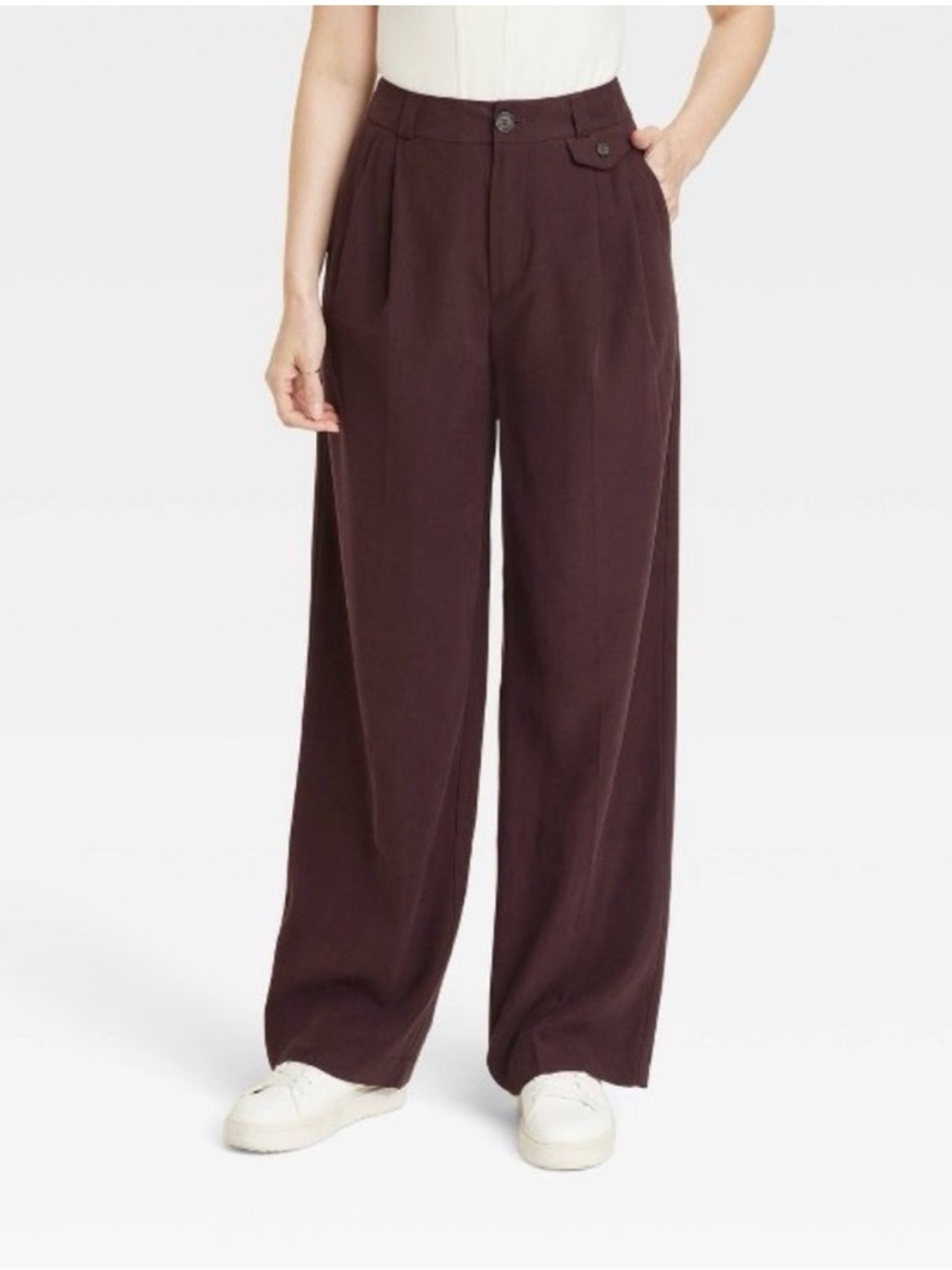 Women's High-Rise Relaxed Fit Baggy Wide Leg Trousers - A New Day